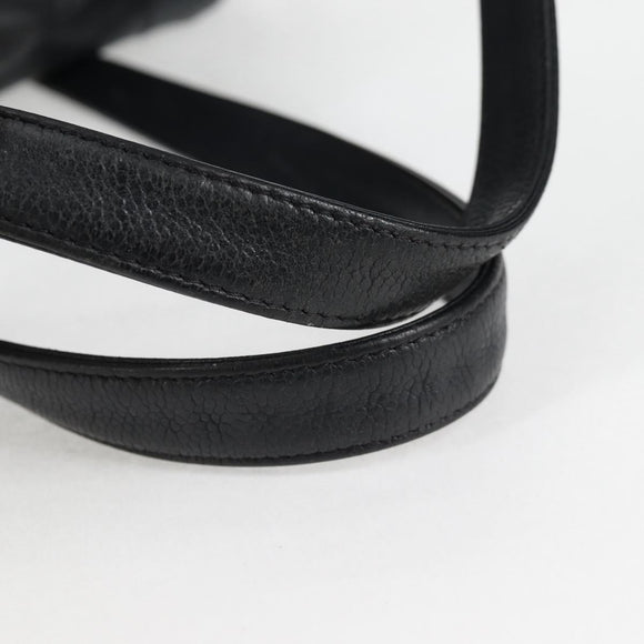 CHANEL Choco Bar Hand Bag Caviar Skin Black Silver gold CC Auth 122199