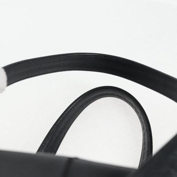 CHANEL Choco Bar Hand Bag Caviar Skin Black Silver gold CC Auth 122199