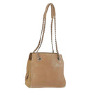 PRADA Chain Shoulder Bag Leather Beige Gold Auth 122203-1
