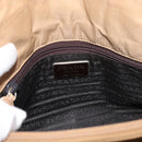 PRADA Chain Shoulder Bag Leather Beige Gold Auth 122203-18