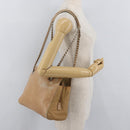 PRADA Chain Shoulder Bag Leather Beige Gold Auth 122203-28