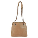 PRADA Chain Shoulder Bag Leather Beige Gold Auth 122203-13