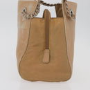 PRADA Chain Shoulder Bag Leather Beige Gold Auth 122203-3