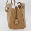 PRADA Chain Shoulder Bag Leather Beige Gold Auth 122203-4