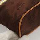 MCM Logogram Vicetos Hand Bag Nylon Dark Brown Gold Auth 122206-12