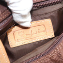 MCM Logogram Vicetos Hand Bag Nylon Dark Brown Gold Auth 122206-16