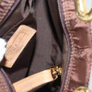 MCM Logogram Vicetos Hand Bag Nylon Dark Brown Gold Auth 122206-17