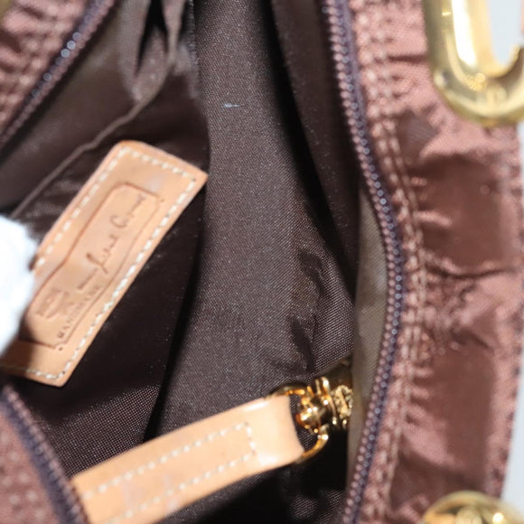 MCM Logogram Vicetos Hand Bag Nylon Dark Brown Gold Auth 122206