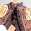 MCM Logogram Vicetos Hand Bag Nylon Dark Brown Gold Auth 122206-18