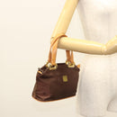 MCM Logogram Vicetos Hand Bag Nylon Dark Brown Gold Auth 122206-20