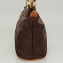 MCM Logogram Vicetos Hand Bag Nylon Dark Brown Gold Auth 122206-4