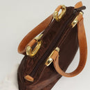 MCM Logogram Vicetos Hand Bag Nylon Dark Brown Gold Auth 122206-6