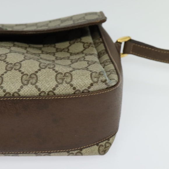 GUCCI GG Supreme Web Sherry Line Bag PVC Beige Gold 904 02 084 Auth 122223