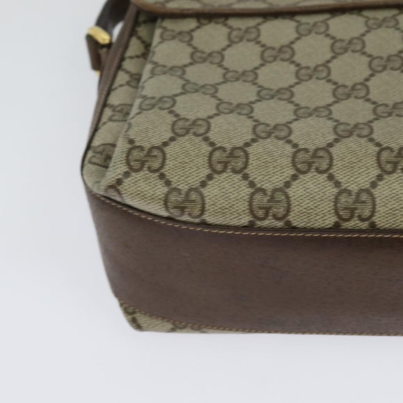 GUCCI GG Supreme Web Sherry Line Bag PVC Beige Gold 904 02 084 Auth 122223