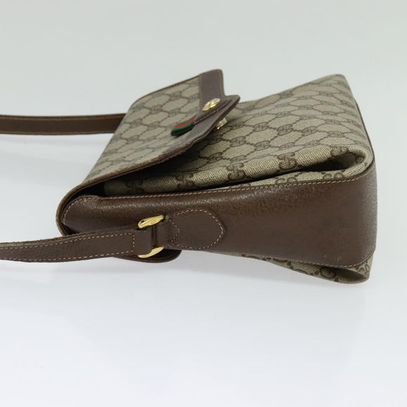 GUCCI GG Supreme Web Sherry Line Bag PVC Beige Gold 904 02 084 Auth 122223