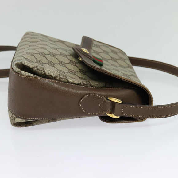 GUCCI GG Supreme Web Sherry Line Bag PVC Beige Gold 904 02 084 Auth 122223