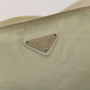PRADA Shoulder Bag Nylon Cream Silver Auth 122252-17