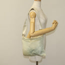 PRADA Shoulder Bag Nylon Cream Silver Auth 122252-21