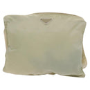 PRADA Shoulder Bag Nylon Cream Silver Auth 122252-13
