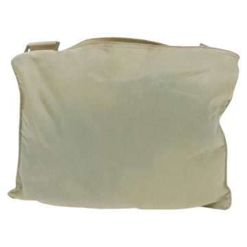 PRADA Shoulder Bag Nylon Cream Silver Auth 122252 - 0
