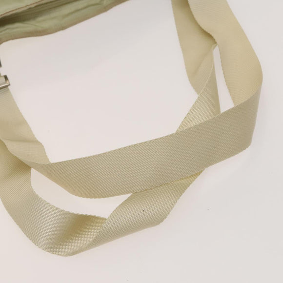 PRADA Shoulder Bag Nylon Cream Silver Auth 122252