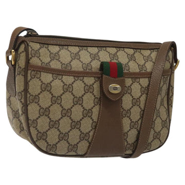 GUCCI GG Supreme Web Sherry Line Bag PVC Beige Gold 89 02 032 Auth 122271