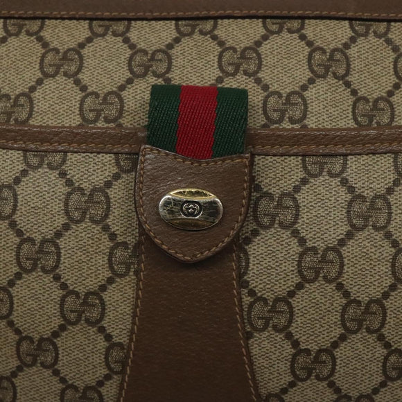 GUCCI GG Supreme Web Sherry Line Bag PVC Beige Gold 89 02 032 Auth 122271