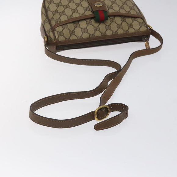GUCCI GG Supreme Web Sherry Line Bag PVC Beige Gold 89 02 032 Auth 122271
