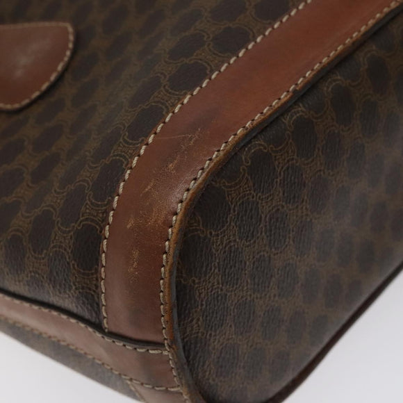 CELINE Macadam Canvas Hand Bag PVC Leather Brown Gold Auth 122273