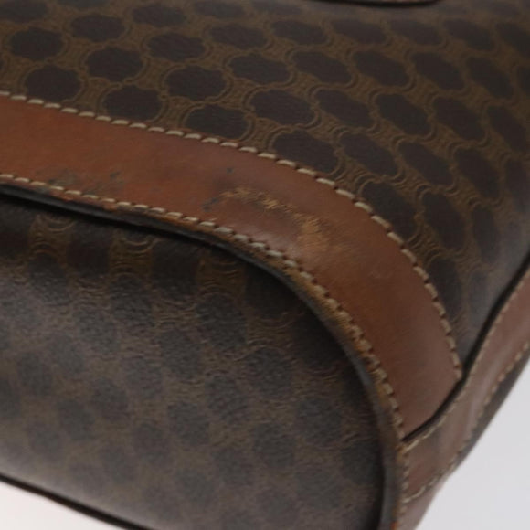 CELINE Macadam Canvas Hand Bag PVC Leather Brown Gold Auth 122273