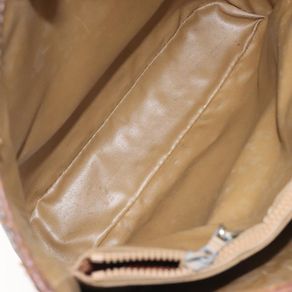 CELINE Macadam Canvas Hand Bag PVC Leather Brown Gold Auth 122273