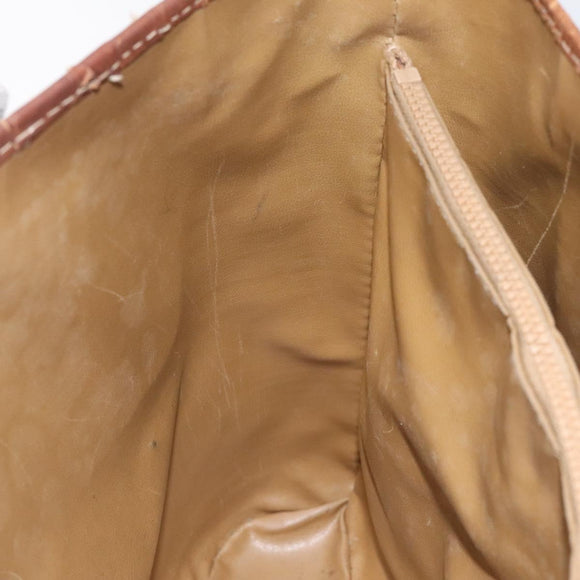 CELINE Macadam Canvas Hand Bag PVC Leather Brown Gold Auth 122273