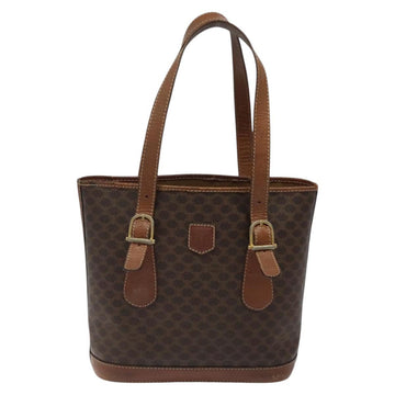 CELINE Macadam Canvas Hand Bag PVC Leather Brown Gold Auth 122273 - 0