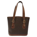CELINE Macadam Canvas Hand Bag PVC Leather Brown Gold Auth 122273-3