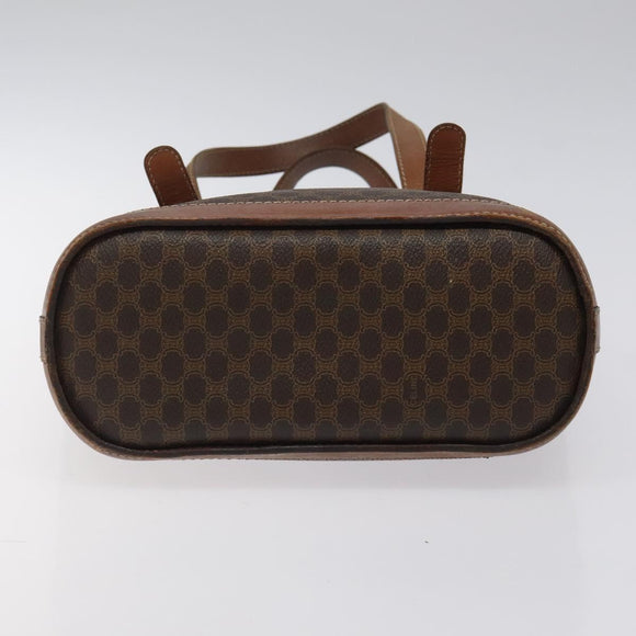 CELINE Macadam Canvas Hand Bag PVC Leather Brown Gold Auth 122273