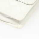 CHANEL Matelasse COCO Mark Chain Bag Lamb Skin White Gold CC Auth 122303V-11