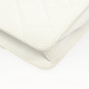 CHANEL Matelasse COCO Mark Chain Bag Lamb Skin White Gold CC Auth 122303V-12