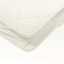 CHANEL Matelasse COCO Mark Chain Bag Lamb Skin White Gold CC Auth 122303V-13