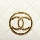 CHANEL Matelasse COCO Mark Chain Bag Lamb Skin White Gold CC Auth 122303V-14