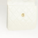 CHANEL Matelasse COCO Mark Chain Bag Lamb Skin White Gold CC Auth 122303V-16