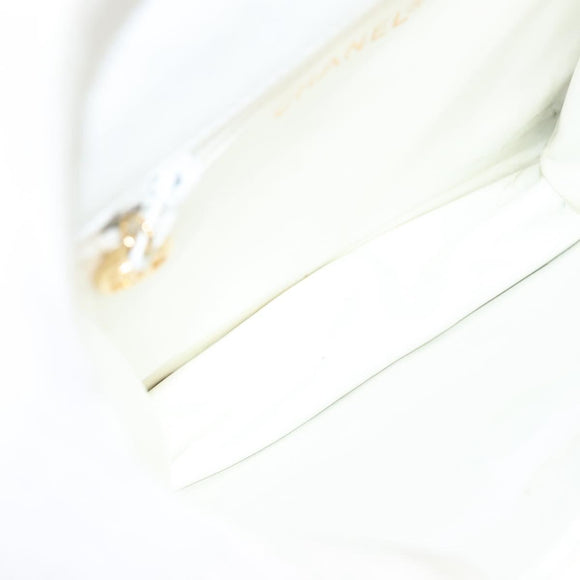 CHANEL Matelasse COCO Mark Chain Bag Lamb Skin White Gold CC Auth 122303V