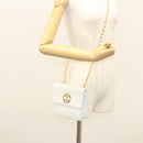 CHANEL Matelasse COCO Mark Chain Bag Lamb Skin White Gold CC Auth 122303V-24