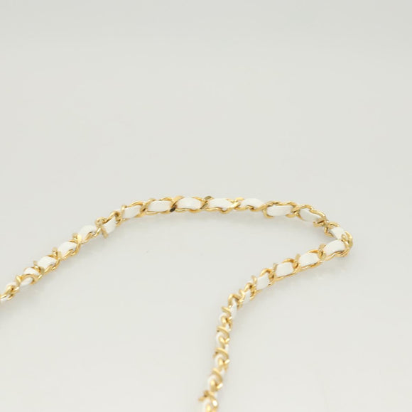 CHANEL Matelasse COCO Mark Chain Bag Lamb Skin White Gold CC Auth 122303V