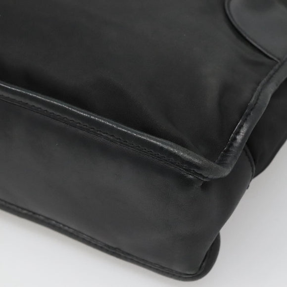 PRADA Tote Bag Nylon Black Silver Auth 122306