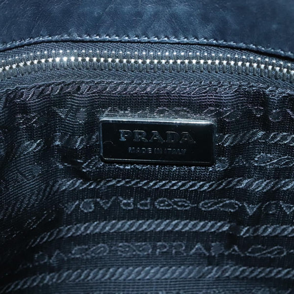 PRADA Tote Bag Nylon Black Silver Auth 122306
