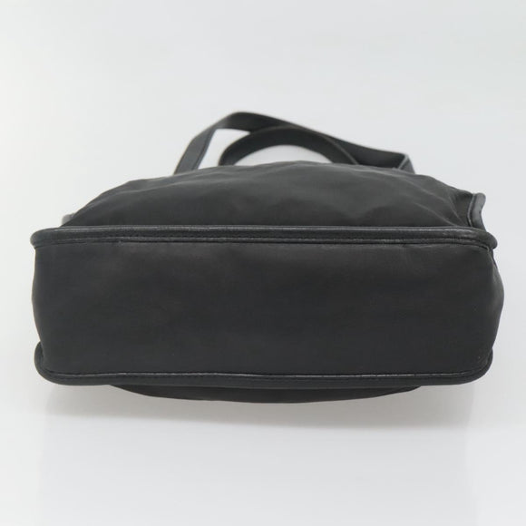 PRADA Tote Bag Nylon Black Silver Auth 122306