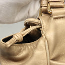 LOEWE Anagram Hand Bag Leather Gold Auth 122309-18