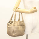 LOEWE Anagram Hand Bag Leather Gold Auth 122309-24