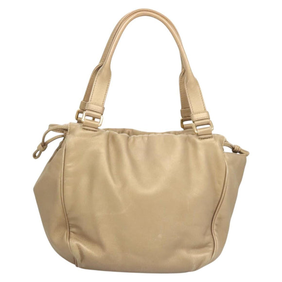LOEWE Anagram Hand Bag Leather Gold Auth 122309