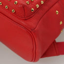 MCM Studs Backpack Leather Red Gold Auth 122310-13